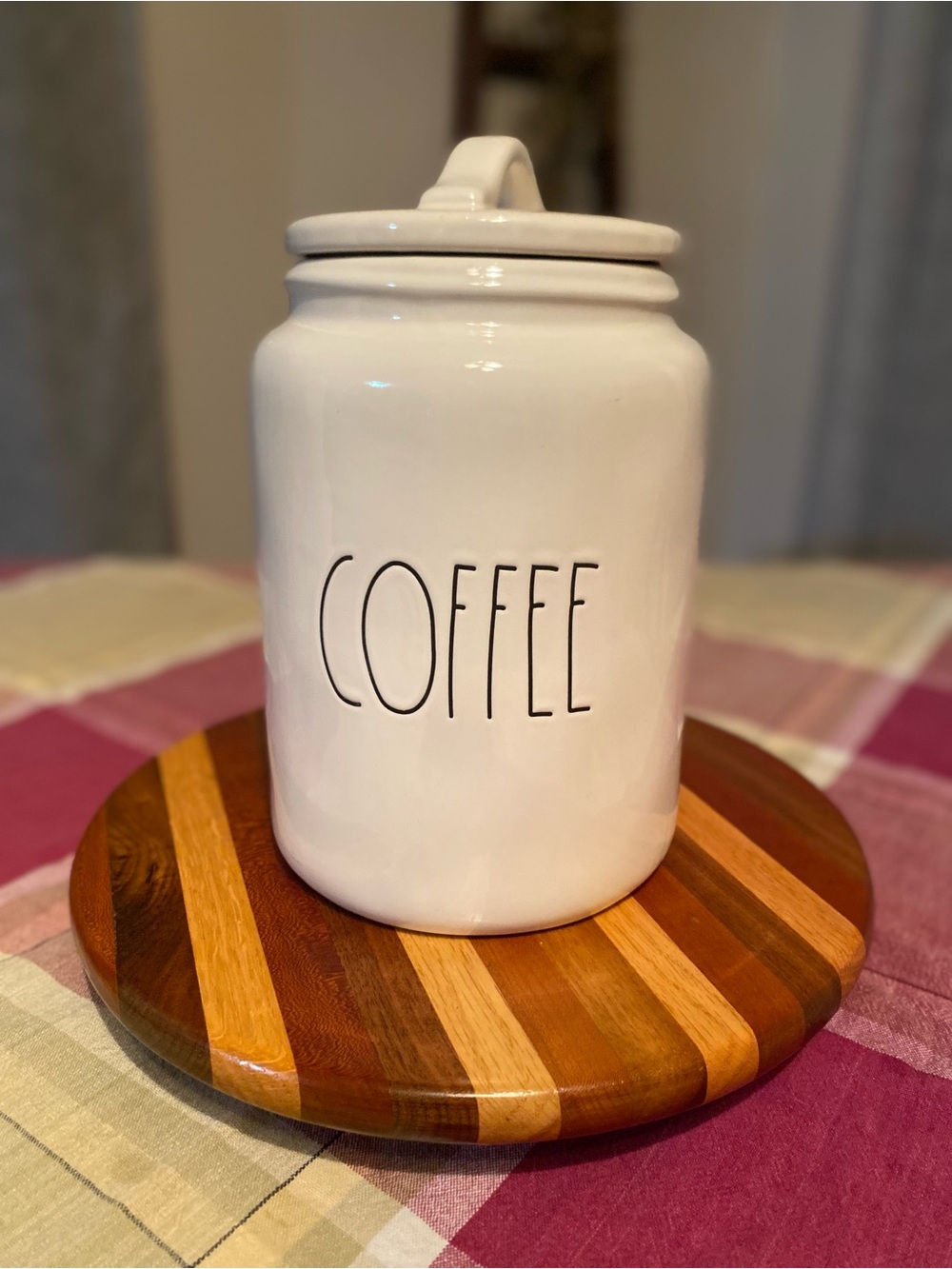 Rae Dunn White Ceramic Canister Labeled COFFEE